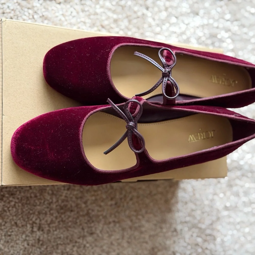 J. Crew Burgundy Velvet Mary Jane Block Heel Pumps - Picture 12 of 14